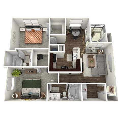 2 beds, 2 baths, 1,075 sqft, $1,415