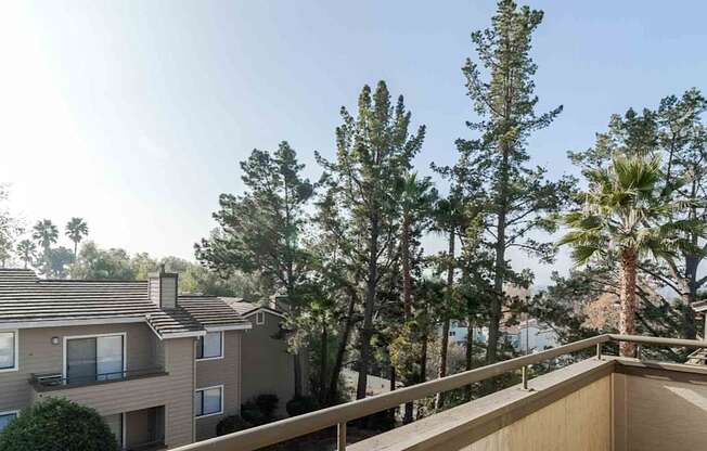 A residential area with houses and trees.