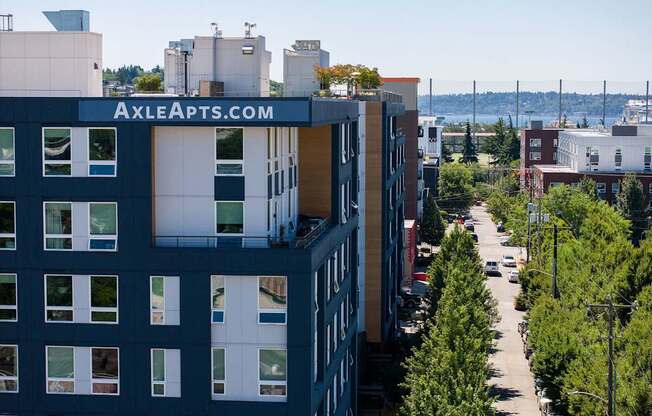 Axle Apts is the name of the building in the image.