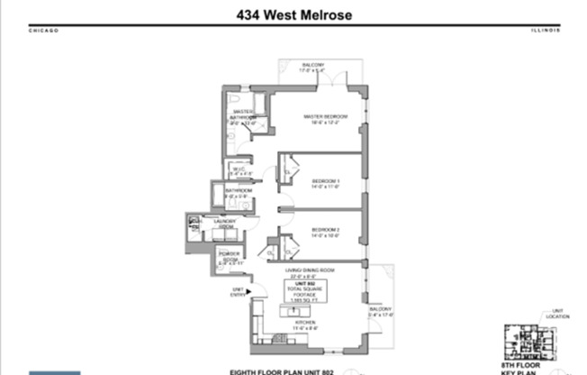 2 beds, 2.5 baths, 1,560 sqft, $5,747, Unit 802