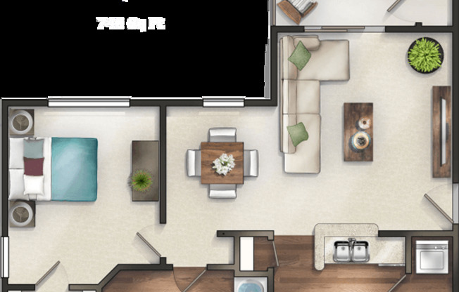 1 bed, 1 bath, 740 sqft, $1,599, Unit 0738