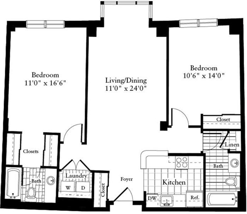 2 beds, 2 baths, 1,112 sqft, $3,835