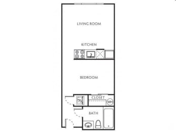 1 bed, 1 bath, 497 sqft, $1,392