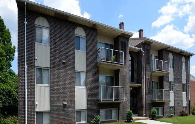 Front exterior at Windsor House Apartments*, Baltimore, 21220