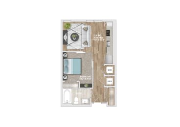 Studio, 1 bath, 549 sqft, $1,563