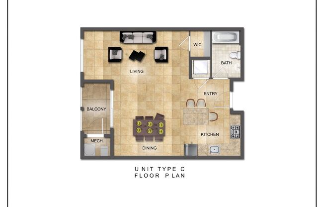 Studio, 1 bath, 630 sqft, $1,900, Unit Apt 1106