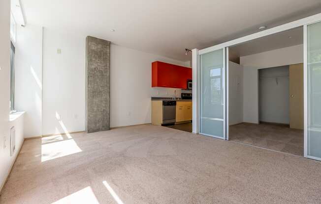 open concept living room at Mural, Seattle, WA 98116