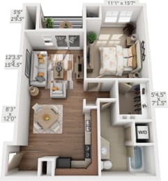 1 bed, 1 bath, 762 sqft, $1,561