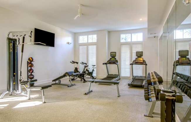Fitness with Cardio and Free Weights at Link Apartments® Mixson, South Carolina, 29405