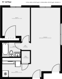 1 bed, 1 bath, 700 sqft, $815