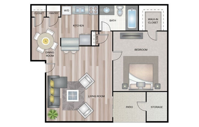1 bed, 1 bath, 555 sqft, $910
