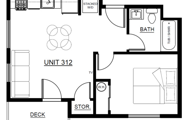 1 bed, 1 bath, 488 sqft, $1,295, Unit 312