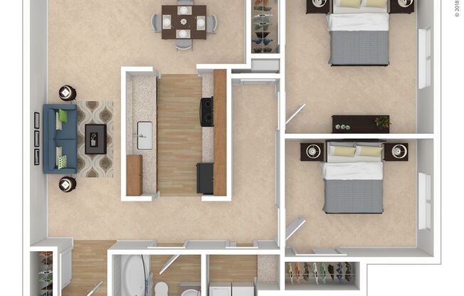 2 beds, 1 bath, 1,014 sqft, $1,345, Unit 2565-1P