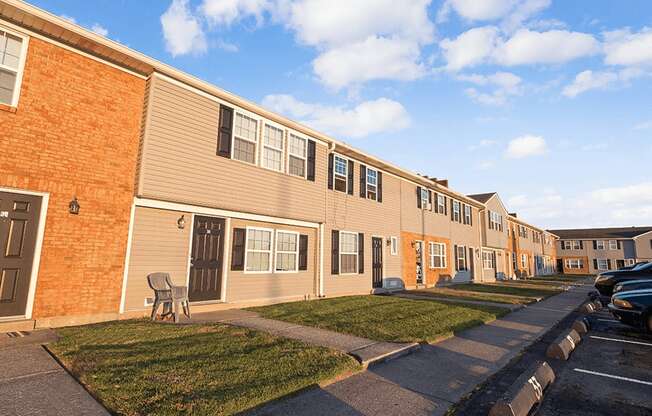 a row of town homes on a street