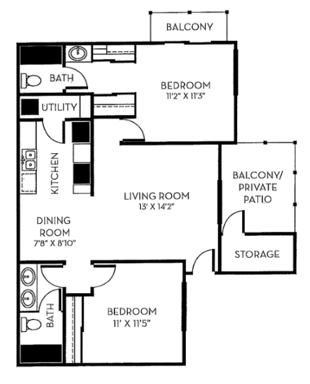2 beds, 2 baths, 917 sqft, $3,410