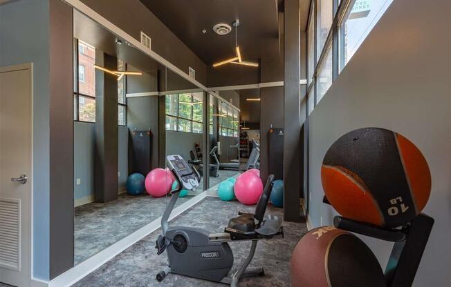 Gym balls at The Masonry Apartments Richmond VA