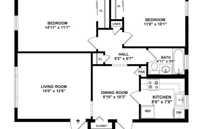 2 beds, 1 bath, 767 sqft, $2,895