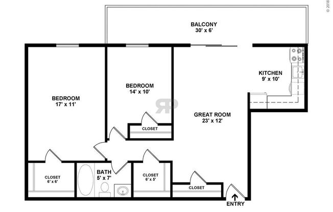 2 beds, 1 bath, 850 sqft, $1,032