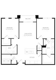 2 beds, 2 baths, 1,046 sqft, $1,960