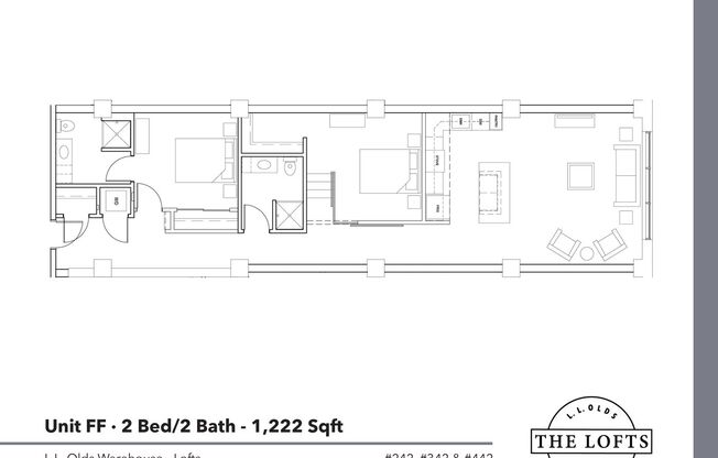 2 beds, 2 baths, 1,222 sqft, $2,975, Unit 342