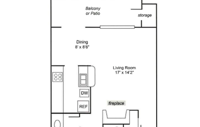 1 bed, 1 bath, 811 sqft, $750