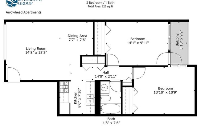 2 beds, 1 bath, 825 sqft, $1,295, Unit 3154ED-4