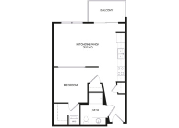 Studio, 1 bath, 564 sqft, $1,440