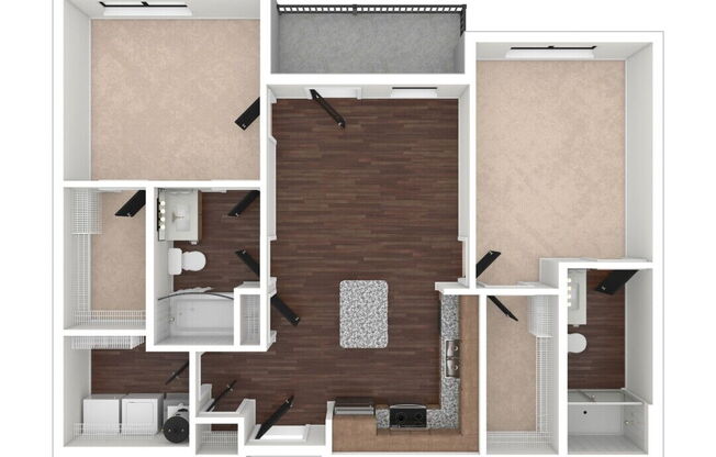 2 beds, 2 baths, 979 sqft, $2,295