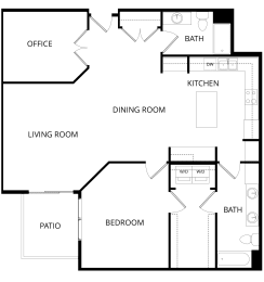 1 bed, 2 baths, 1,258 sqft, $1,423