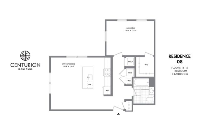 1 bed, 1 bath, 634 sqft, $2,395, Unit Residence 308