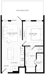 1 bed, 1 bath, 696 sqft, $2,356