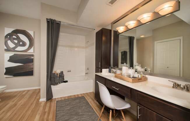 Dual sink vanities in The Belmont Apartments