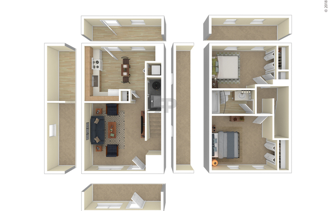 2 beds, 1 bath, 896 sqft, $1,396