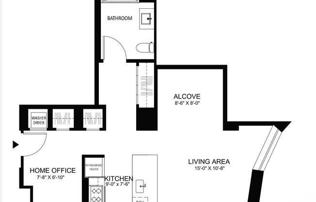 Studio, 1 bath, 616 sqft, $3,244