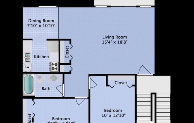 2 beds, 1 bath, 860 sqft, $1,199, Unit 10-06