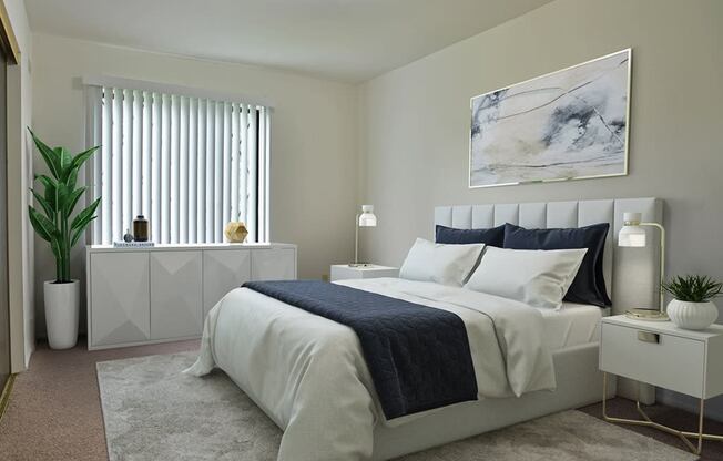 Bedroom With Expansive Windows at Charter Oaks Apartments, Davison, MI