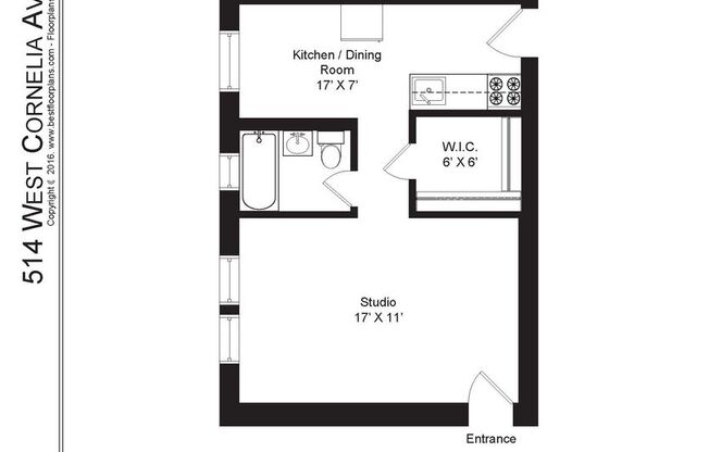 Studio, 1 bath, 445 sqft, $1,695, Unit 514-205