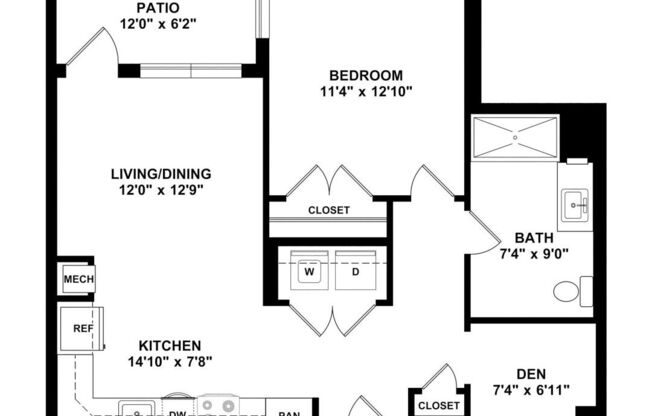 1 bed, 1 bath, 855 sqft, $3,315
