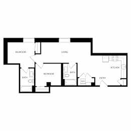 2 beds, 2 baths, 872 sqft, $1,734