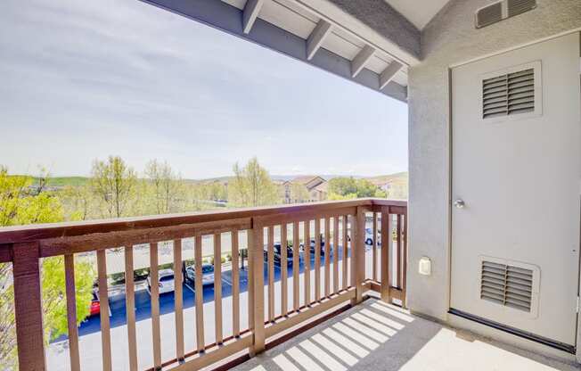 take in the view from the balcony  at Seville at Gale Ranch, California, 94582