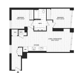 2 beds, 1 bath, 879 sqft, $2,890