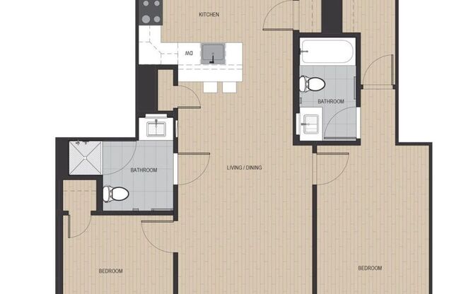 2 beds, 2 baths, 1,003 sqft, $2,950, Unit 413