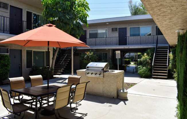 outdoor tables and grilling area