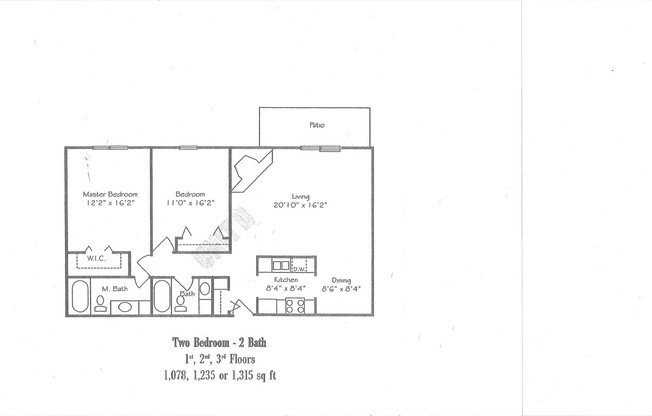 2 beds, 2 baths, 1,029 sqft, $1,259, Unit 2970-038