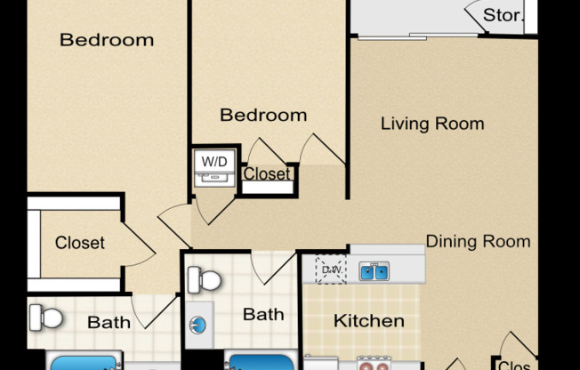 2 beds, 2 baths, 975 sqft, $3,229