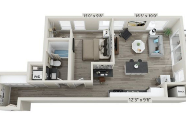1 bed, 1 bath, 745 sqft, $1,895, Unit 409