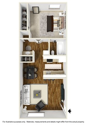 1 bed, 1 bath, 625 sqft, $1,110
