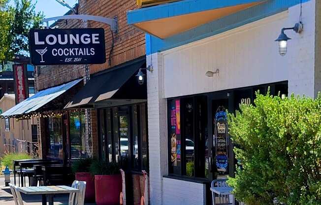 A Rusty Taco restaurant with a lounge area for cocktails.