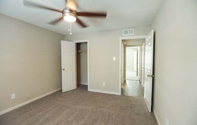 Large bedroom with walk in closet at Willow Creek Apartments, Houston