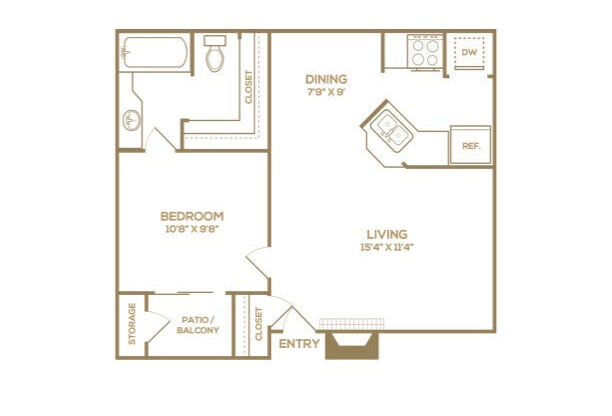 1 bed, 1 bath, 569 sqft, $1,133